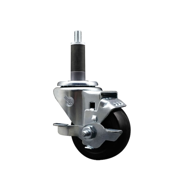3'' Hard Rubber Swivel 1'' Expanding Stem Caster with Brake